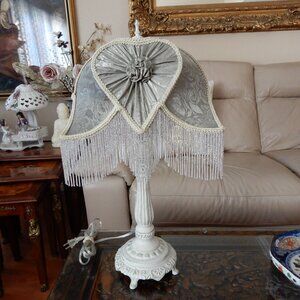 Auth.Dale Tiffany Heart Shape Lamp with Fringes & Beads